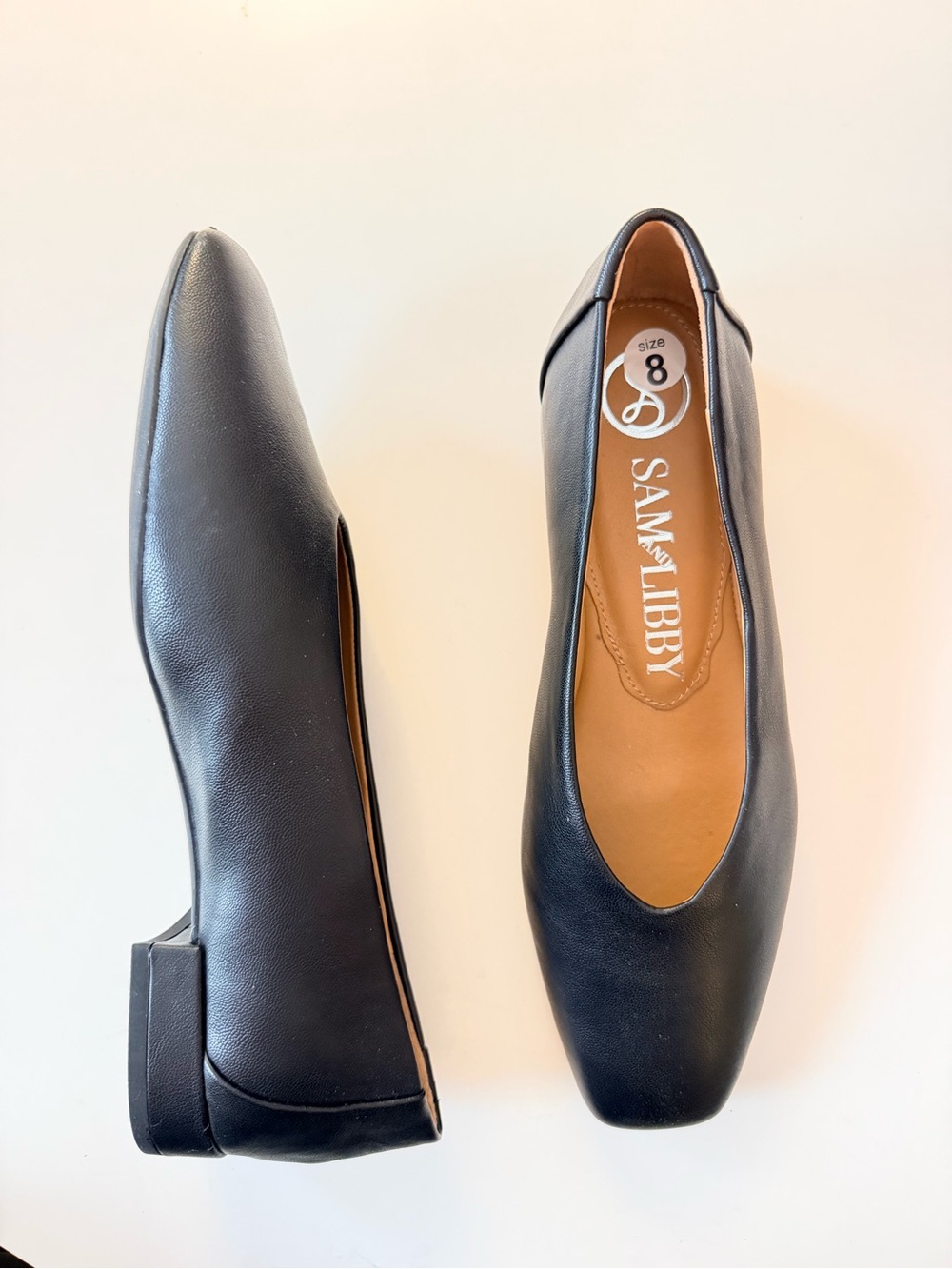 Sam & Libby Gretta Black Square-Toe Ballet Flats Sz 8